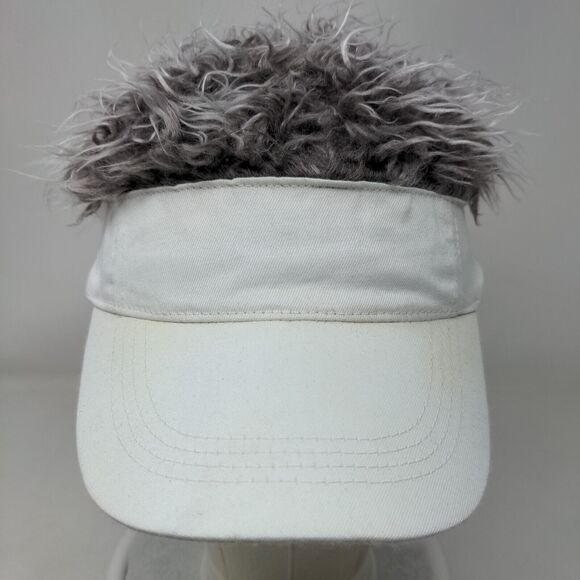 Flair Hair Strapback Sun Visor Hat Hair Wig White One Size Adjustable - Picture 2 of 9
